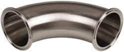 VNE - 3", Clamp Style, Sanitary Stainless Steel Pipe 90° Elbow - Tube OD Connection, Grade 304 - USA Tool & Supply