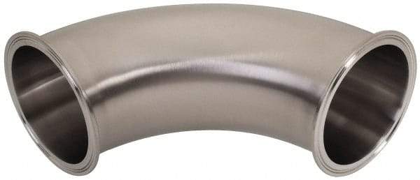VNE - 4", Clamp Style, Sanitary Stainless Steel Pipe 90° Elbow - Tube OD Connection, Grade 304 - USA Tool & Supply