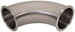 VNE - 4", Clamp Style, Sanitary Stainless Steel Pipe 90° Elbow - Tube OD Connection, Grade 304 - USA Tool & Supply