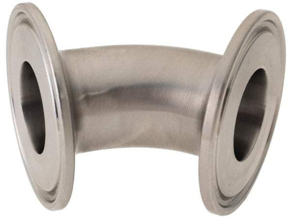 VNE - 1", Clamp Style, Sanitary Stainless Steel Pipe 45° Elbow - Tube OD Connection, Grade 316/316L - USA Tool & Supply
