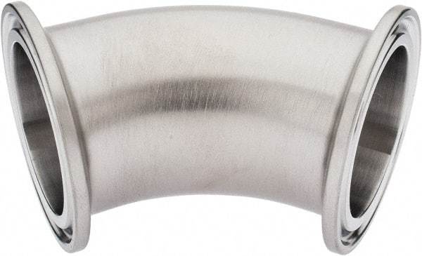 VNE - 1-1/2", Clamp Style, Sanitary Stainless Steel Pipe 45° Elbow - Tube OD Connection, Grade 316/316L - USA Tool & Supply