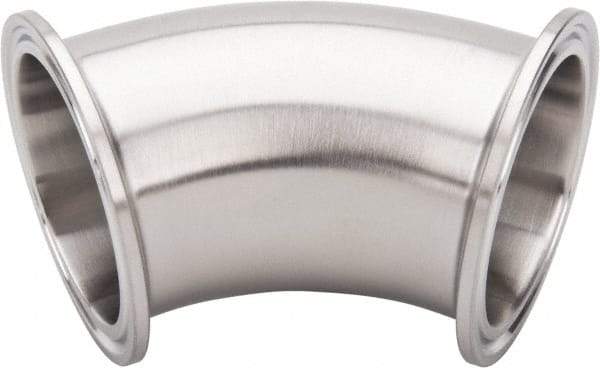 VNE - 2", Clamp Style, Sanitary Stainless Steel Pipe 45° Elbow - Tube OD Connection, Grade 316/316L - USA Tool & Supply