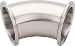 VNE - 2", Clamp Style, Sanitary Stainless Steel Pipe 45° Elbow - Tube OD Connection, Grade 316/316L - USA Tool & Supply