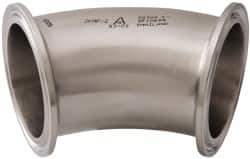 VNE - 2", Clamp Style, Sanitary Stainless Steel Pipe 45° Elbow - Tube OD Connection, Grade 304 - USA Tool & Supply