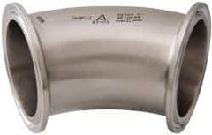 VNE - 2", Clamp Style, Sanitary Stainless Steel Pipe 45° Elbow - Tube OD Connection, Grade 304 - USA Tool & Supply