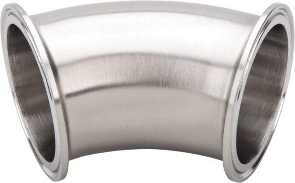 VNE - 2-1/2", Clamp Style, Sanitary Stainless Steel Pipe 45° Elbow - Tube OD Connection, Grade 304 - USA Tool & Supply