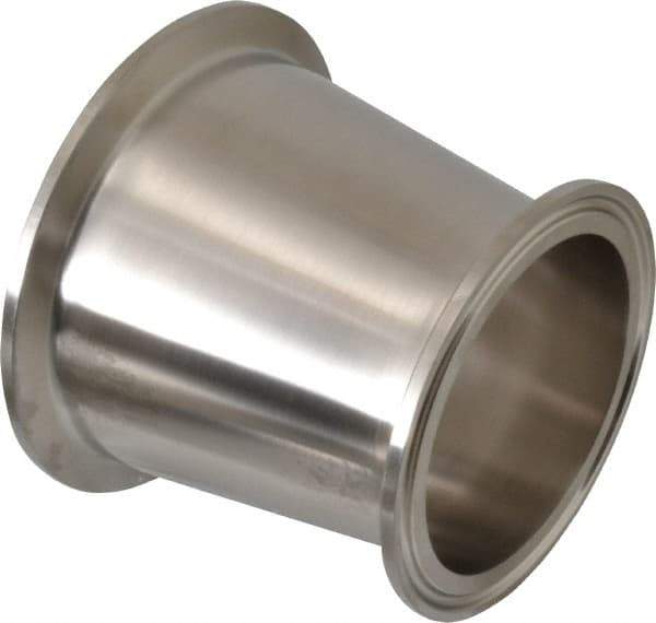 VNE - 3 x 2-1/2", Clamp Style, Sanitary Stainless Steel Pipe Concentric Reducer - Tube OD Connection, Grade 304 - USA Tool & Supply