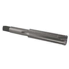 Interstate - 1/2-20 UNF, 3 Flute, Bright Finish, High Speed Steel Spiral Point Tap - Plug Chamfer, Right Hand Thread, 3-3/8" OAL, 1-21/32" Thread Length, 3B Class of Fit - Exact Industrial Supply