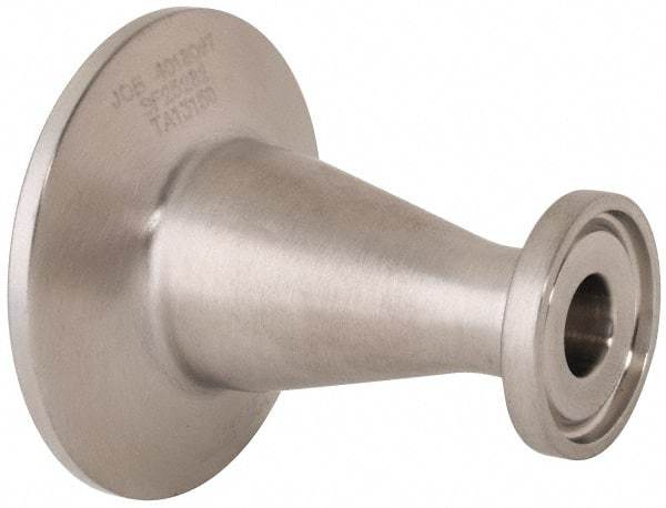 VNE - 1 x 1/2", Clamp Style, Sanitary Stainless Steel Pipe Concentric Reducer - Tube OD Connection, Grade 316/316L - USA Tool & Supply