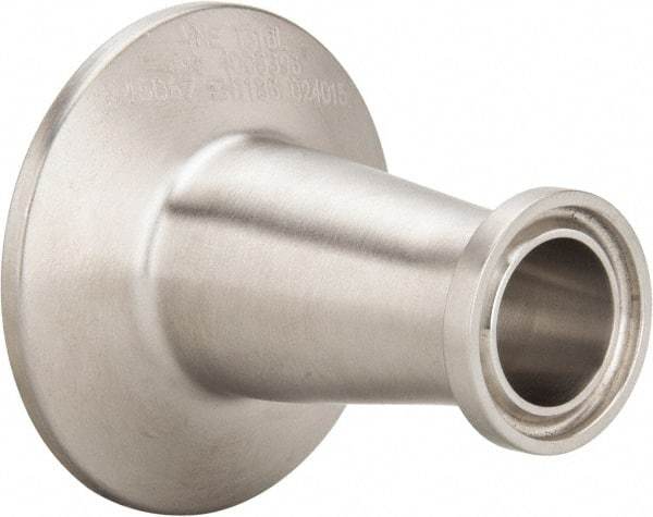 VNE - 1 x 3/4", Clamp Style, Sanitary Stainless Steel Pipe Concentric Reducer - Tube OD Connection, Grade 316/316L - USA Tool & Supply