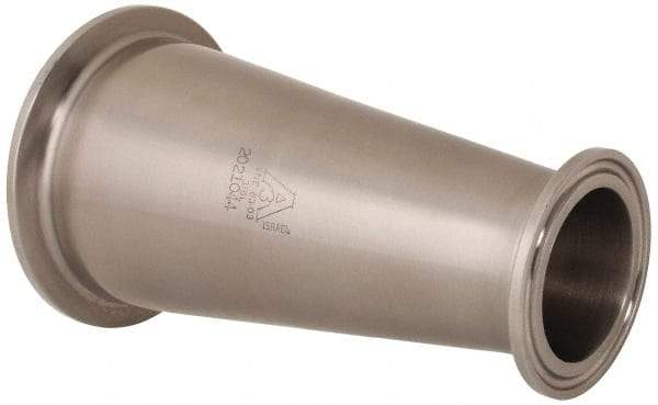 VNE - 2-1/2 x 1-1/2", Clamp Style, Sanitary Stainless Steel Pipe Concentric Reducer - Tube OD Connection, Grade 316/316L - USA Tool & Supply