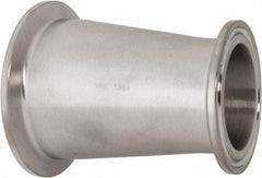 VNE - 2 x 1-1/2", Clamp Style, Sanitary Stainless Steel Pipe Eccentric Reducer - Tube OD Connection, Grade 304 - USA Tool & Supply