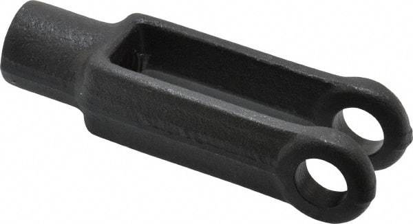 Jergens - 7/16-20 Thread, 1" Yoke Width, Carbon Steel, Tapped Yoke - 7/16" Hole Diam, 1-7/8" Hole Center to Neck, 13/16" Yoke Arm Height, 23/32" Neck Diam, 1" Neck Length, 2-7/8" OAL - USA Tool & Supply