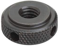 Jergens - 5/8-11" UNC Thread, Black Oxide Finish, Steel Round Knurled High Torque Check Nut - 7/16" Overall Height, 1-3/8" Head Diam, 1-1/8" Base Diam - USA Tool & Supply