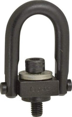 Jergens - 400 Lb Load Capacity Safety Engineered Center Pull Hoist Ring - M8 x 1.25 Thread, 12.5mm Thread Length, Alloy Steel, Black Oxide Finish - USA Tool & Supply