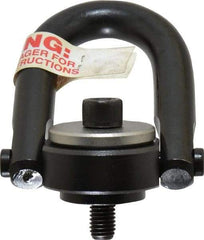 Jergens - 1,050 Lb Load Capacity Safety Engineered Center Pull Hoist Ring - M12 x 1.75 Thread, 19mm Thread Length, Alloy Steel, Black Oxide Finish - USA Tool & Supply