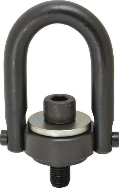 Jergens - 7,000 Lb Load Capacity Safety Engineered Center Pull Hoist Ring - M30 x 3.5 Thread, 46mm Thread Length, Alloy Steel, Black Oxide Finish - USA Tool & Supply