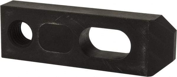 Jergens - 5/8" Stud, Low Carbon Steel, Plain Strap Clamp - 1/2" Travel, 4" OAL x 1-1/4" Wide x 5/8" High, Black Oxide Finish, Tapered Nose - USA Tool & Supply