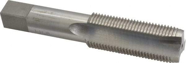 Interstate - 1-12 UNF, 3 Flute, Bright Finish, High Speed Steel Spiral Point Tap - Plug Chamfer, Right Hand Thread, 5-1/8" OAL, 2-1/2" Thread Length, 3B Class of Fit - Exact Industrial Supply
