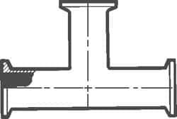 VNE - 3", Clamp Style, Sanitary Stainless Steel Pipe Tee - Tube OD Connection, Grade 316/316L - USA Tool & Supply