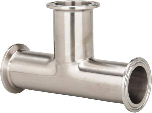 VNE - 1-1/2", Clamp Style, Sanitary Stainless Steel Pipe Tee - Tube OD Connection, Grade 316/316L - USA Tool & Supply