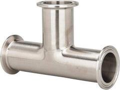 VNE - 1-1/2", Clamp Style, Sanitary Stainless Steel Pipe Tee - Tube OD Connection, Grade 316/316L - USA Tool & Supply