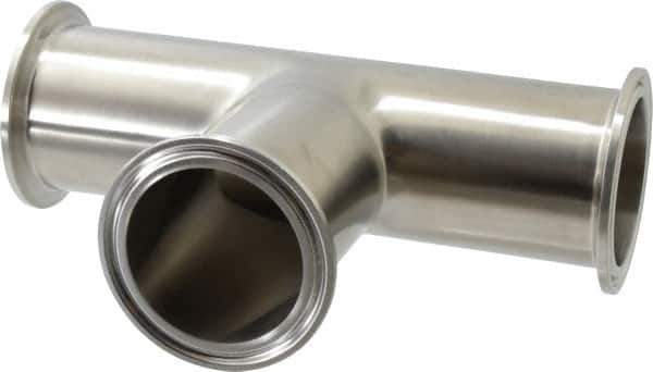 VNE - 2", Clamp Style, Sanitary Stainless Steel Pipe Tee - Tube OD Connection, Grade 304 - USA Tool & Supply