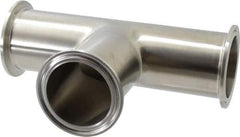 VNE - 2", Clamp Style, Sanitary Stainless Steel Pipe Tee - Tube OD Connection, Grade 304 - USA Tool & Supply