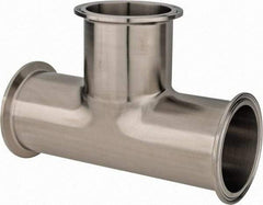 VNE - 2-1/2", Clamp Style, Sanitary Stainless Steel Pipe Tee - Tube OD Connection, Grade 304 - USA Tool & Supply