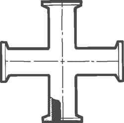 VNE - 2-1/2", Clamp Style, Sanitary Stainless Steel Pipe Cross - Tube OD Connection, Grade 304 - USA Tool & Supply