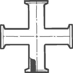 VNE - 4", Clamp Style, Sanitary Stainless Steel Pipe Cross - Tube OD Connection, Grade 304 - USA Tool & Supply
