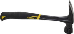 Stanley - 1 Lb Head, Straight Rip Claw Nail Hammer - 13-1/2" OAL, Forged Steel Head, 1-3/16" Face Diam, Smooth Face, Steel Handle with Grip - USA Tool & Supply