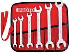 Proto - 6 Piece, 8mm x 9mm to 18mm x 19mm, Open End Wrench Set - Metric Measurement Standard, Satin Finish, Comes in Nylon Roll - USA Tool & Supply