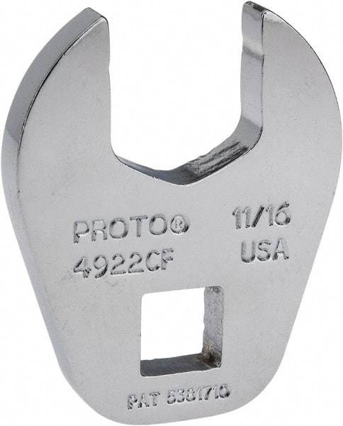 Proto - 11/16" 3/8" Drive Chrome Open End Crowfoot Wrench - 1.54" Head Diam x 1/4" Head Thickness - USA Tool & Supply