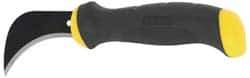 Stanley - Fixed Linoleum Knife - 3" Blade, Yellow & Black Bi-Material Rubber Grip Handle, 1 Blade Included - USA Tool & Supply