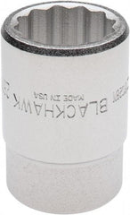 Blackhawk by Proto - 3/4" Drive, Standard Hand Socket - 12 Points, 2-13/64" OAL, Alloy Steel, Black Finish - USA Tool & Supply