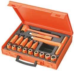 Facom - 17 Piece 1/2" Drive Socket Set - 12 Points, 8mm to 19mm Range, Metric Measurement Standard - USA Tool & Supply