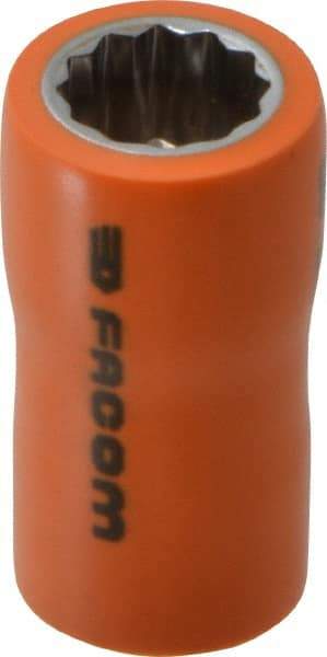 Facom - 3/8" Drive, Standard Hand Socket - 12 Points, 1-13/16" OAL, Alloy Steel - USA Tool & Supply