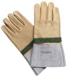 Facom - Size L (9), 11-13/16" Long, Silicone Leather Protector - 1,000 AC Max Use Voltage, Tan/Gray, Wear Over Latex Insulating Gloves - USA Tool & Supply