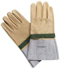 Facom - Size L (9), 11-13/16" Long, Silicone Leather Protector - 1,000 AC Max Use Voltage, Tan/Gray, Wear Over Latex Insulating Gloves - USA Tool & Supply
