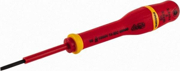 Facom - 150mm OAL Standard Slotted Screwdriver - 100mm Blade Length, Round Shank, Ergonomic Handle - USA Tool & Supply