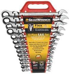 GearWrench - 13 Piece, 5/16" to 1", Combination Wrench Set - Inch Measurement Standard, Chrome Finish, Comes in Tray - USA Tool & Supply