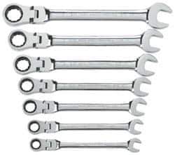 GearWrench - 7 Piece, 3/8" to 3/4", Ratcheting Combination Wrench Set - Inch Measurement Standard, Chrome Finish, Comes in Tray - USA Tool & Supply