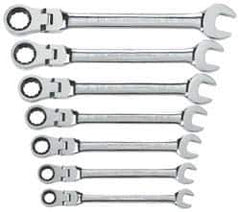 GearWrench - 7 Piece, 3/8" to 3/4", Ratcheting Combination Wrench Set - Inch Measurement Standard, Chrome Finish, Comes in Tray - USA Tool & Supply