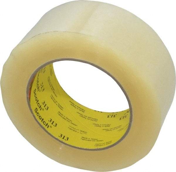 3M - 2" x 110 Yd Clear Acrylic Adhesive Sealing Tape - Polypropylene Film Backing, 2.55 mil Thick, 56 Lb Tensile Strength, Series 313 - USA Tool & Supply