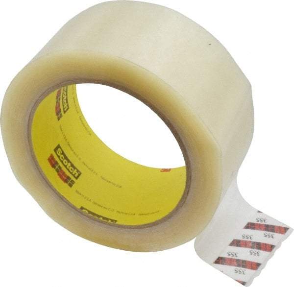 3M - 2" x 55 Yd Clear Rubber Adhesive Sealing Tape - Polyester Film Backing, 3.43 mil Thick, 69 Lb Tensile Strength, Series 355 - USA Tool & Supply