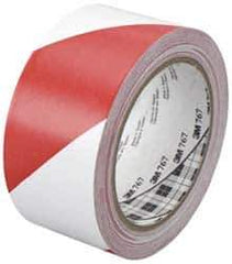 3M - Red & White Striped Vinyl Tape - 2" Wide x 108' Long x 0.005" Thick, General Traffic - USA Tool & Supply