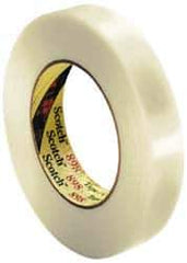 3M - 24mm x 55m Clear Rubber Adhesive Strapping Tape - Hot Melt Synthetic Rubber Resin Backing, 6.6 mil Thick, 380 Lb Tensile Strength, Series 898 - USA Tool & Supply