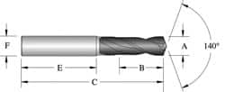 Allied Machine and Engineering - 11/16" 140° Spiral Flute Solid Carbide Screw Machine Drill Bit - USA Tool & Supply