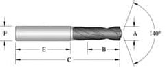 Allied Machine and Engineering - 11/16" 140° Spiral Flute Solid Carbide Screw Machine Drill Bit - USA Tool & Supply